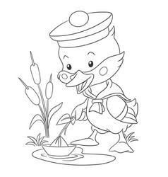 Coloring Page With Cute Baby Duck