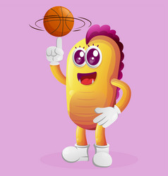 Cute Yellow Monster Playing Basketball Freestyle