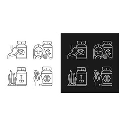 Food Supplements Linear Icons Set For Dark