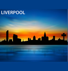 Silhouette Of Liverpool City On The Sunset