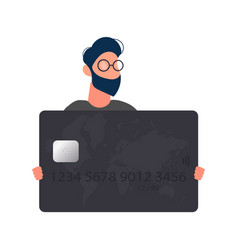 Guy With Glasses Is Holding A Black Bank Card