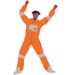 Happy Male Character In Costume Of Astronaut