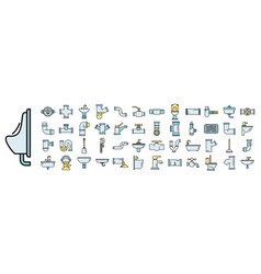 Sewerage Icons Set Color Line