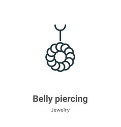 Belly Piercing Outline Icon Thin Line Black