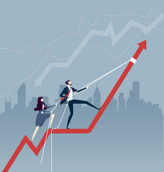 Business team lift up growth chart Royalty Free Vector Image