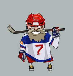 Cartoon comical sad hockey player with hockey Vector Image