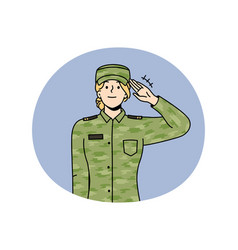 Female Soldier In Uniform Saluting