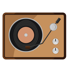 Brown Record Player On A White Background