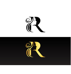 R Letter Beauty Women Face Logo Design