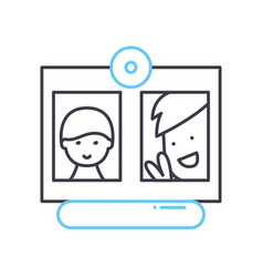 Video Chat Line Icon Outline Symbol