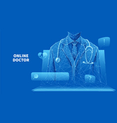 A Young Doctor On Laptop Blue