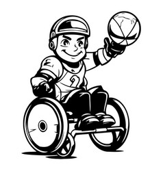 Disabled Boy In A Wheelchair With A Ball