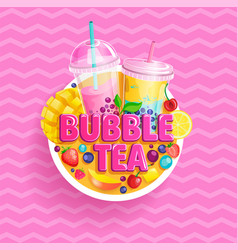 Bubble Tea Banner Bubbletea With Fruits Berries