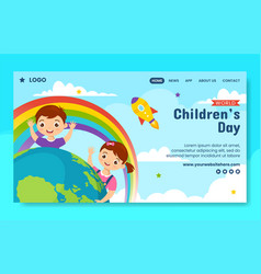 Children Day Social Media Landing Page Cartoon