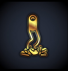 Gold Cigarette Butt Icon Isolated On Black