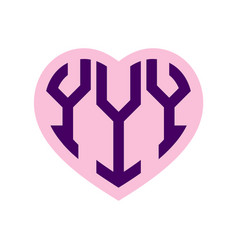 Logo Y Heart Monogram 3 Letters Alphabet Font