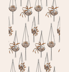 Macrame Home Plant Hanger Seamless Pattern