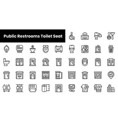 Set Of Outline Public Restrooms Toilet Seat Icons