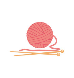 Ball Of Yarn And Needles On White Background