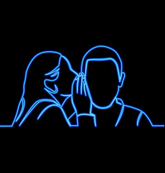 Continuous Line Woman And Man Are Whispering Neon