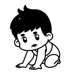 Cute Baby Boy Crawling On The Floor Isolated