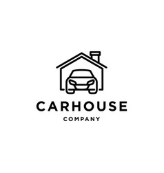 Car And House Logo Out From Garage