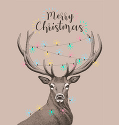 Christmas Card With Hand Drawn Deer