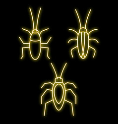 Cockroach Bug Icons Set Neon