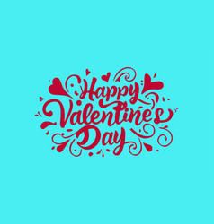 Happy Valentines Day Typography With Red Hearts