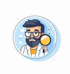 Man With Beard Looking Through Magnifying Glass