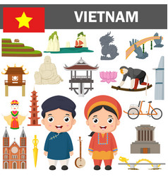 Set Of Vietnam Famous Landmarks