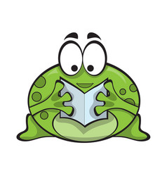 Cute Frog Reading A Book Cartoon Animal