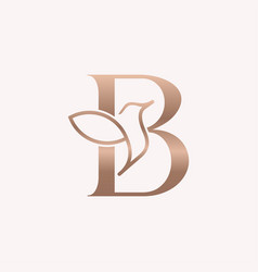 Golden Bird Logo Beauty Letter B