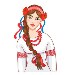 Cute girl in ukrainian traditional clothes Vector Image