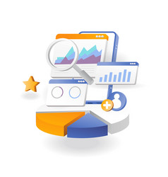 Flat Isometric Concept Team Progress Analysis Data