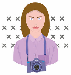 Photographer Girl With Brown Hair And Blue Eyes