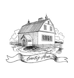 Farmhouse Sketch Art Vector Images 21