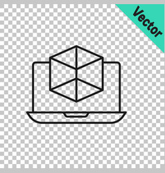 Black Line 3d Modeling Icon Isolated