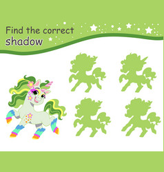 Find Correct Shadow Romantic Green Joyful Unicorn