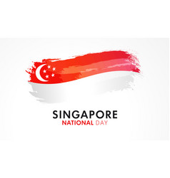 Singapore National Day Banner With Watercolor Flag