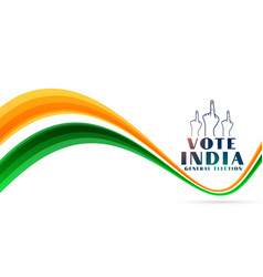 Vote For Indian General Election Banner With Wavy