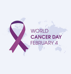 World Cancer Day Poster With Purple Ribbon Icon