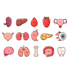 Cartoon Human Body Organ Characters Set