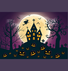 Happy Halloween Full Moon Violet Background