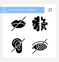 People With Sensory Impairment Black Glyph Icons