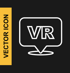 White Line Virtual Reality Icon Isolated On Black