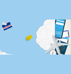 Travel To Cape Verde Concept Map With Pin On Map