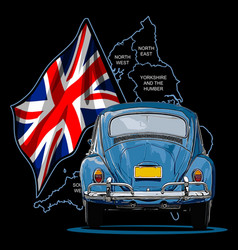 Classic Car On The Island And The British Flag