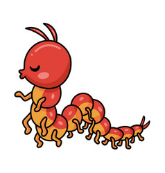 Cute Little Centipede Cartoon Kissing