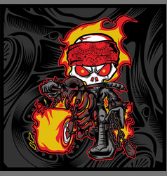 Skull Rider Ride A Motor Cycle